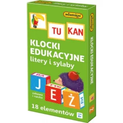  Klocki obrazkowe 18 El Litery/Sylaby ADAMIGO 7066