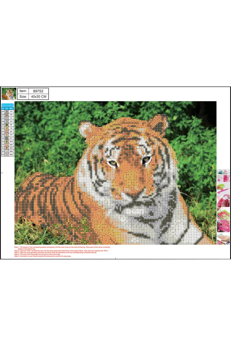 Mozaika diamentowa 5D - Tiger 89752