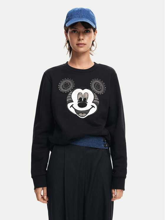 Desigual Bluza Mickey Yeah! 24WWSK10 Czarny Regular Fit
