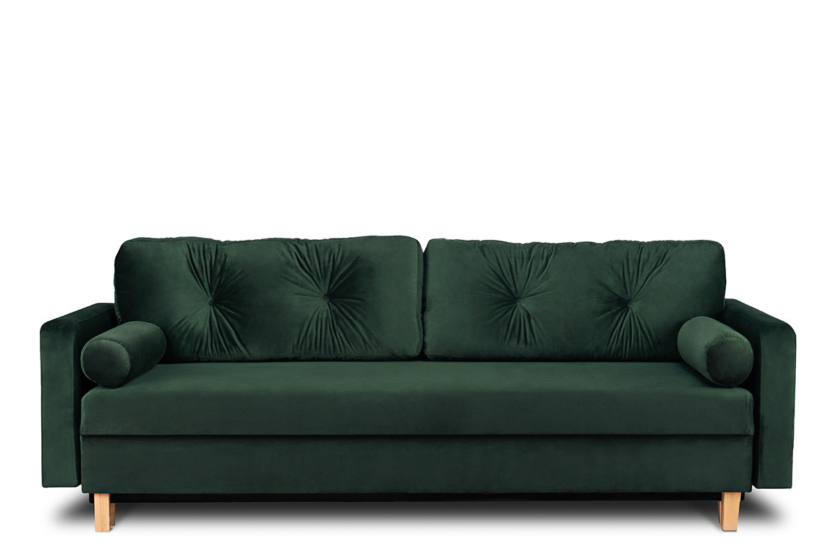 Sofa 3 osobowa rozkładana welur butelkowa zieleń ERISO