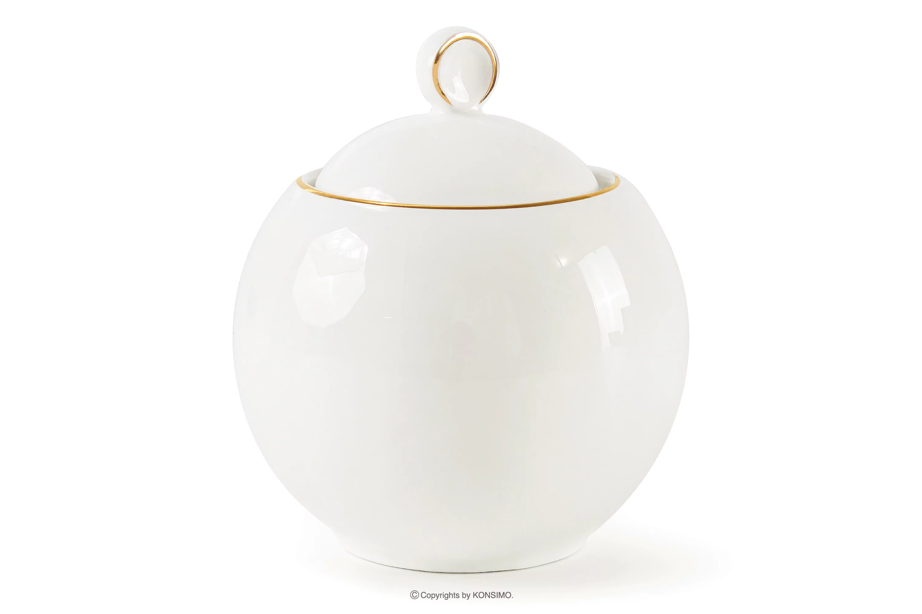 Cukiernica twarda porcelana ecru/złoty AD BELLA miniaturka