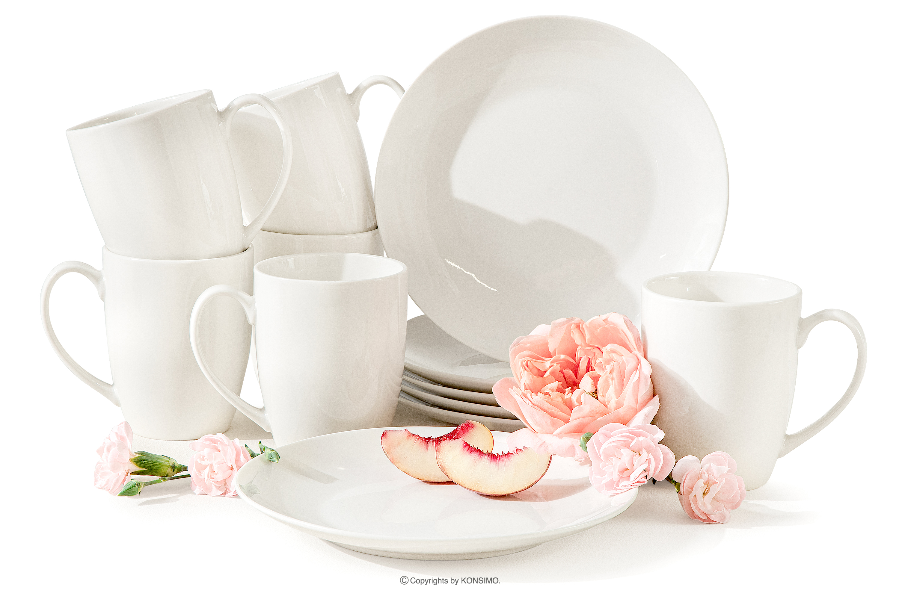 Zestaw herbaciany twarda porcelana 6 os. (12 el.) ecru AD BELLA