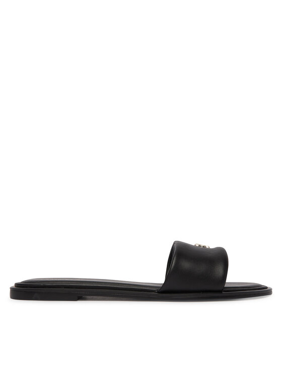 Calvin Klein Klapki Round Flat Sndl Lth Bar Hw 2 HW0HW02925 Czarny