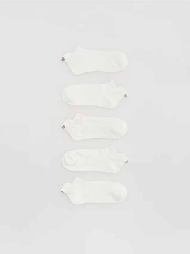 Reserved - Krótkie skarpetki 5 pack - złamana biel