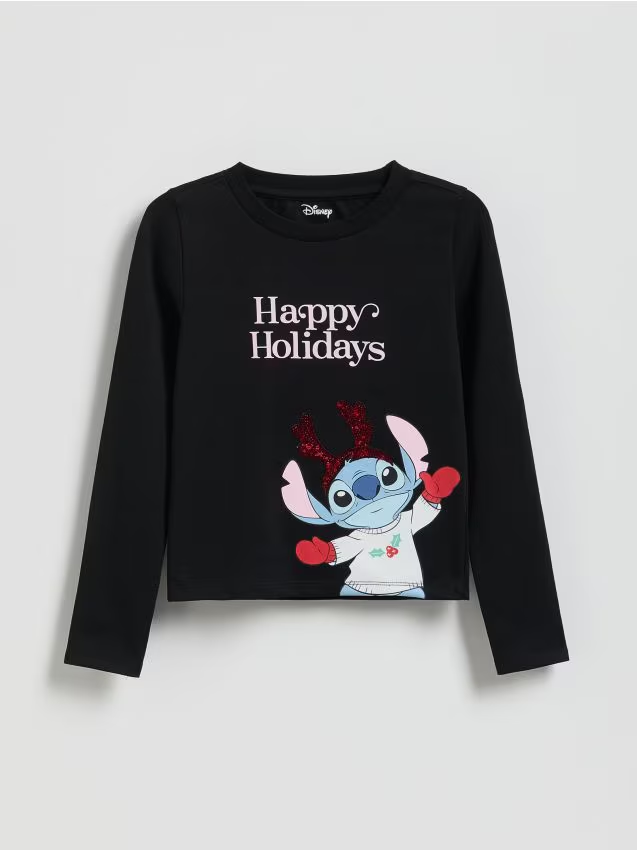 Reserved - Świąteczna bluzka Lilo i Stitch - czarny miniaturka