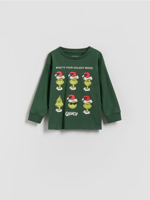 Reserved - Longsleeve Grinch - ciemnozielony miniaturka