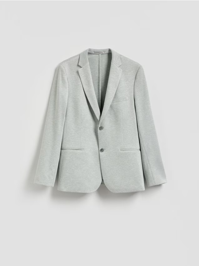 Reserved - Marynarka slim fit z dodatkiem wiskozy - jasnozielony