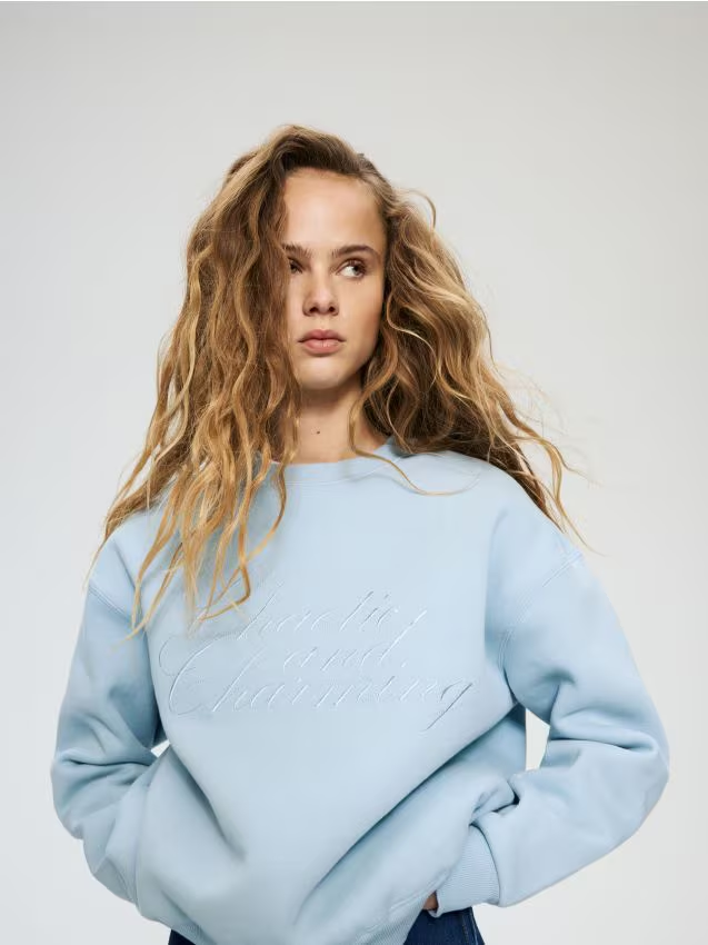 Reserved - Bluza z haftem - jasnoniebieski
