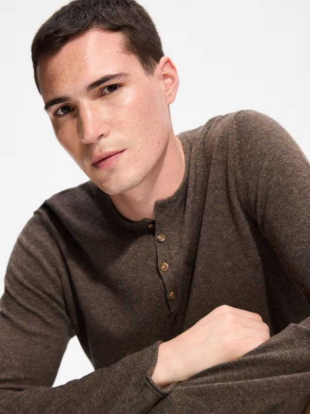 Reserved - Sweter henley - szary