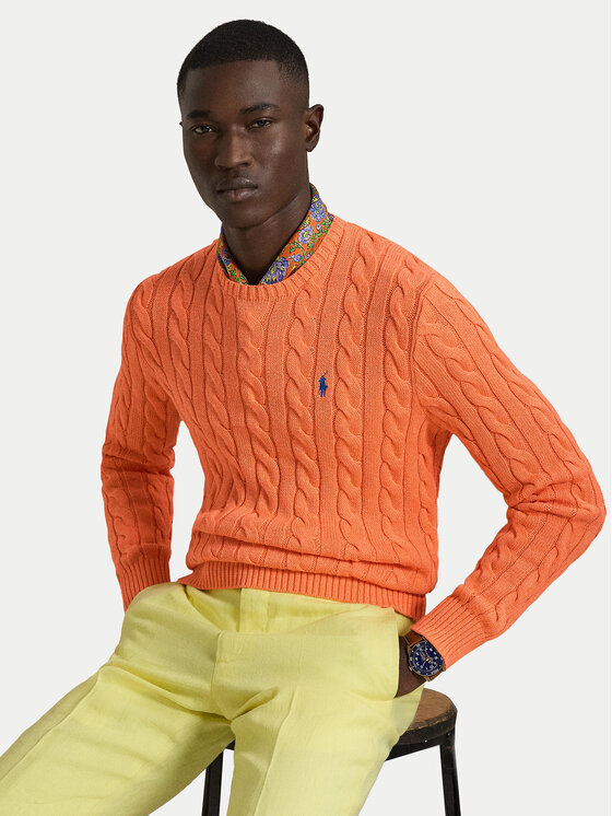 Polo Ralph Lauren Sweter 710775885529 Pomarańczowy ciemny Regular Fit