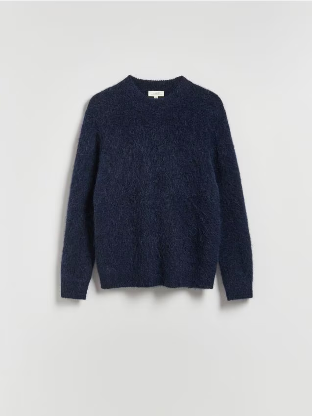 Reserved - Sweter z wełny i alpaki - granatowy