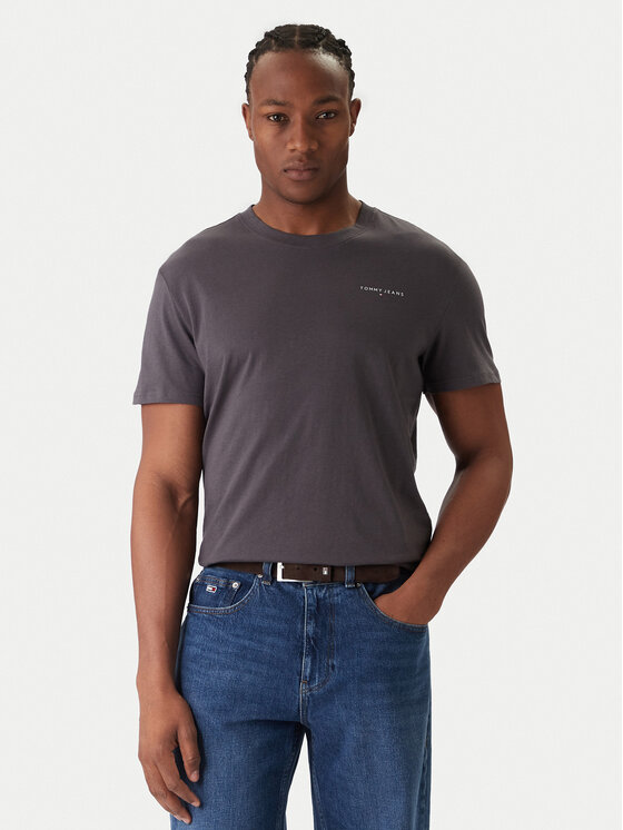 Tommy Jeans T-Shirt Linear Chest DM0DM21780 Szary Slim Fit