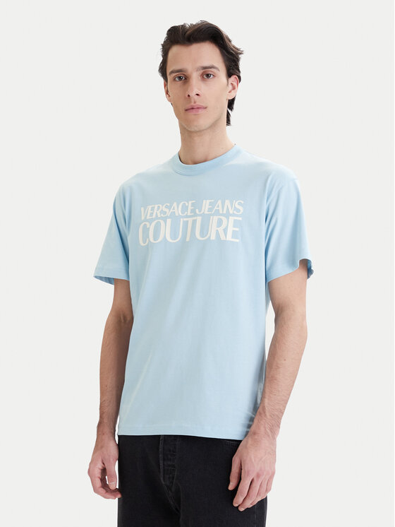 Versace Jeans Couture T-Shirt 80GAHT01 CJ00T Niebieski Regular Fit