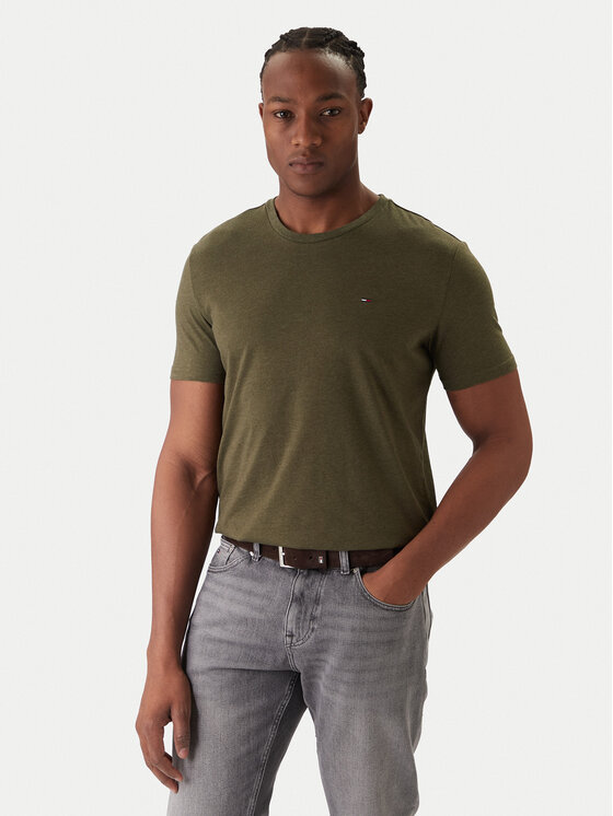 Tommy Jeans T-Shirt Jaspe DM0DM20363 Zielony Slim Fit