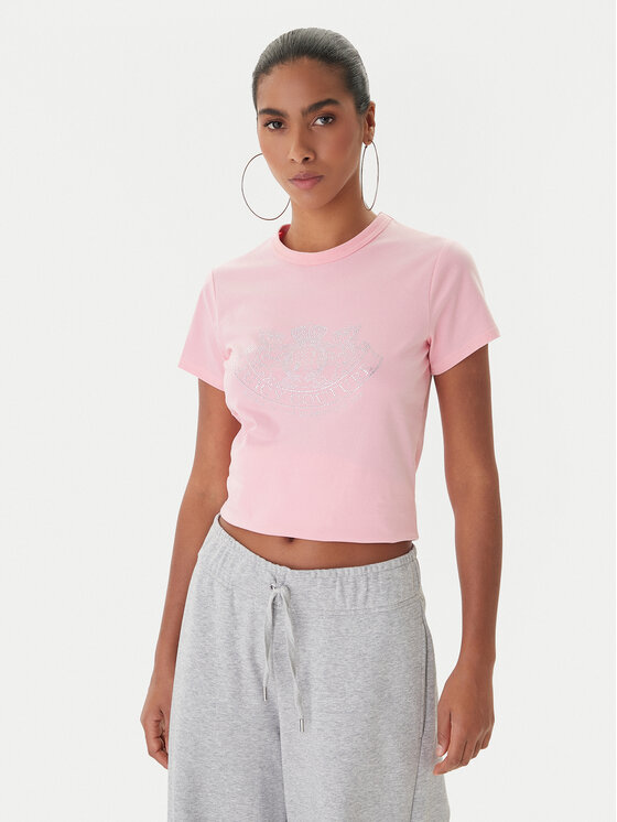 Juicy Couture T-Shirt JCGTK225015 Różowy Slim Fit