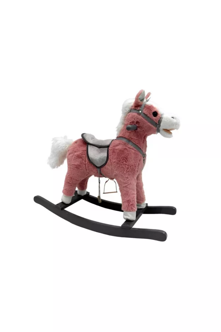 Koń na biegunach różowy dźwięk 74cm