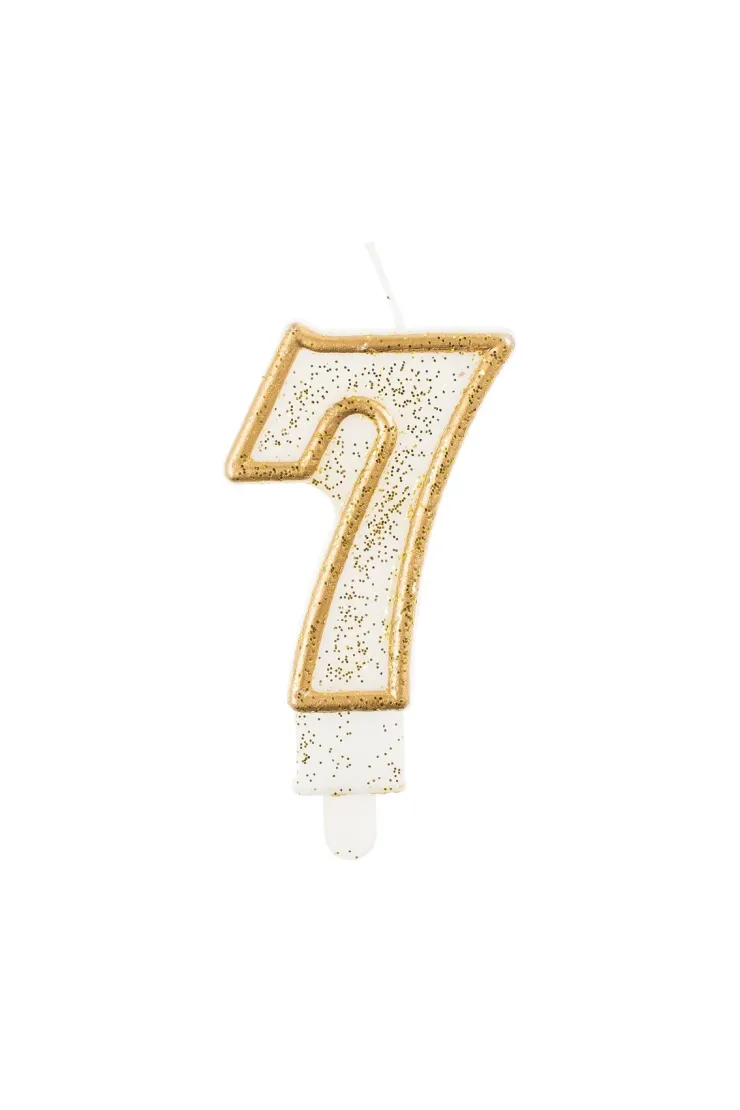 Świeczka cyferka 7, złoty kontur