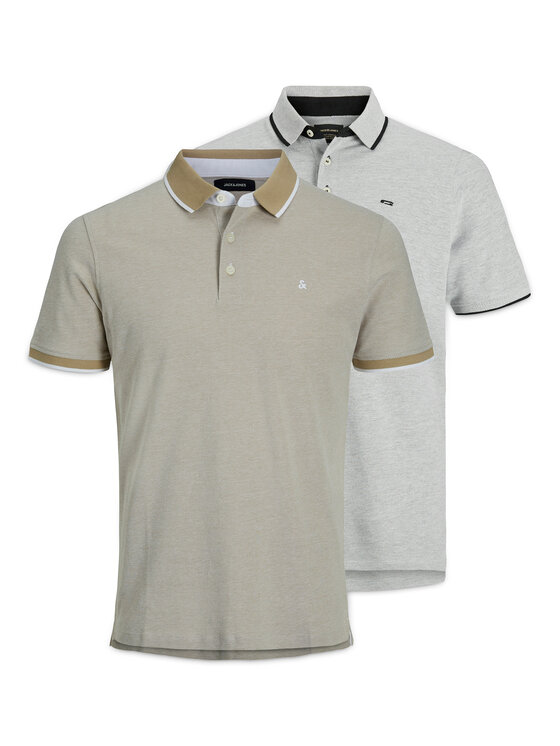 Jack & Jones Komplet koszulek polo Paulos 12191216 Szary Slim Fit