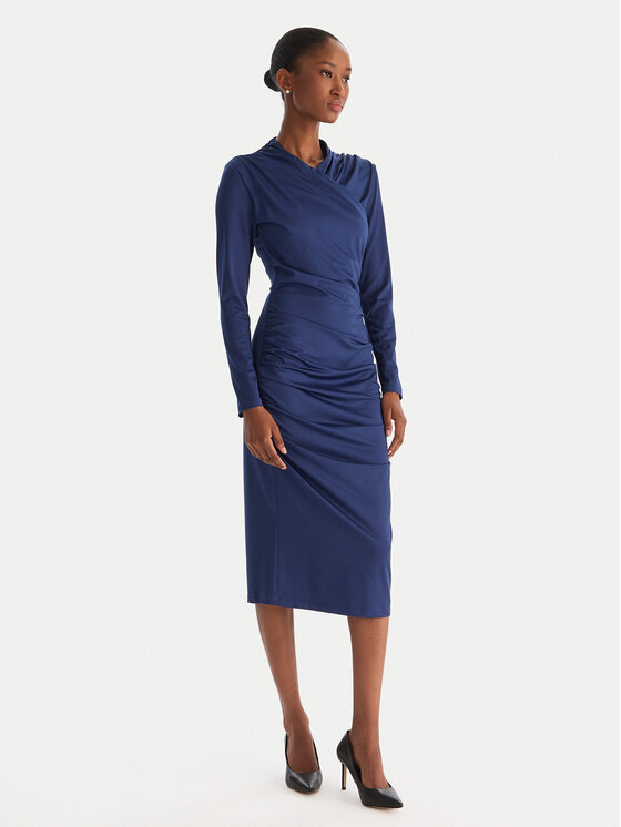 ACCESS FASHION Sukienka koktajlowa 54-3040-225 Granatowy Slim Fit