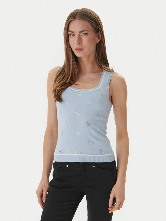 Guess Sweter W6GR17 Z0604 Błękitny Regular Fit