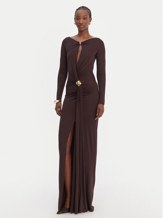 Elisabetta Franchi Sukienka wieczorowa AB-R146-1E2-V750 Brązowy Regular Fit