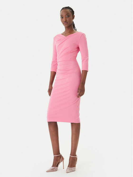 Rinascimento Sukienka koktajlowa CFC0127699003 Różowy Slim Fit