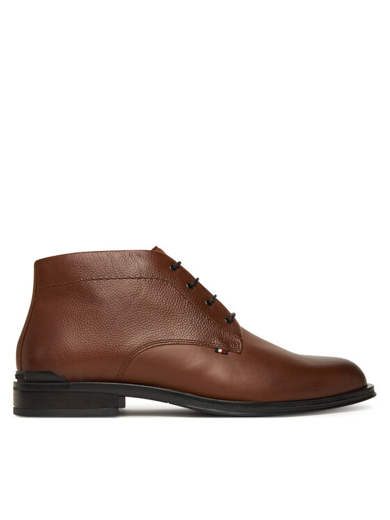 Tommy Hilfiger Trzewiki Corporate Hilfiger Lth Boot FM0FM05697 Brązowy