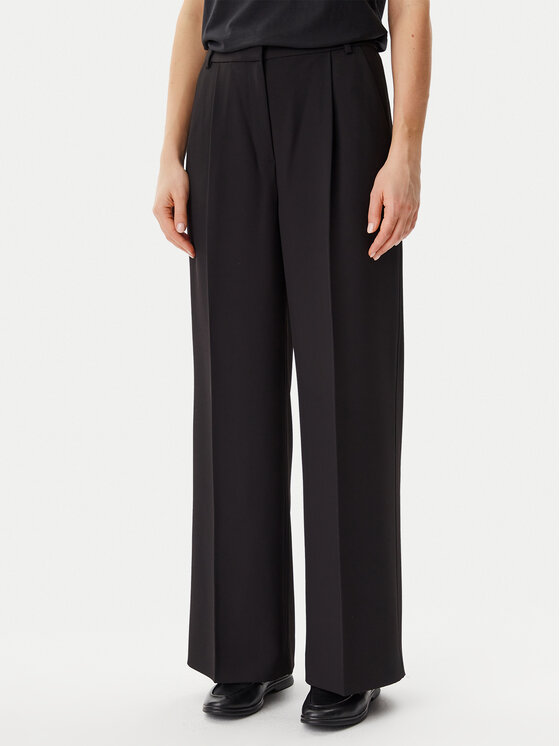 Calvin Klein Spodnie materiałowe Travel Twill K20K208214 Czarny Wide Leg
