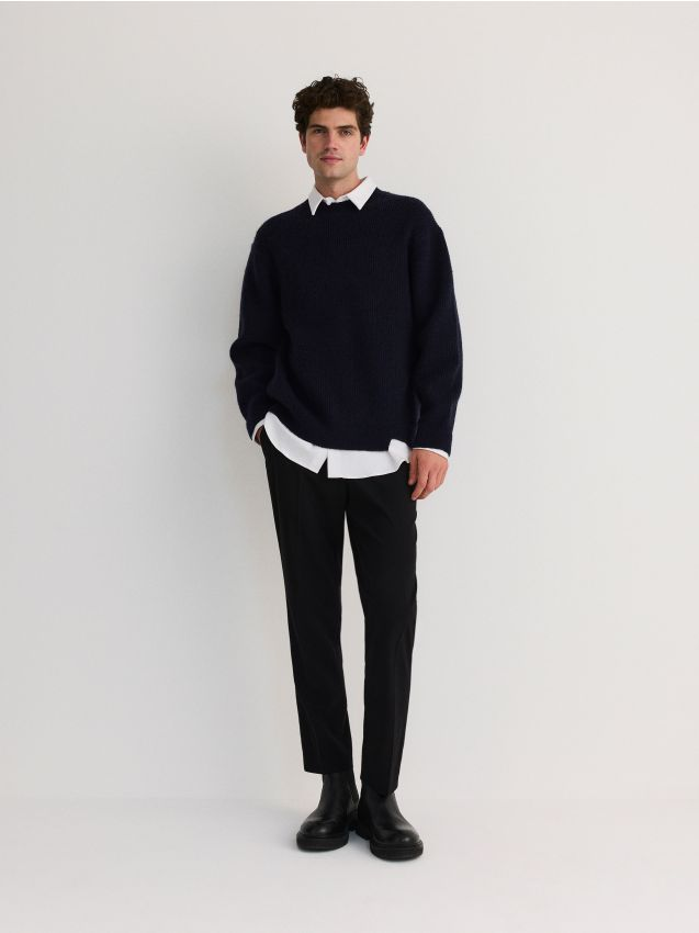 Reserved - Strukturalny sweter - granatowy