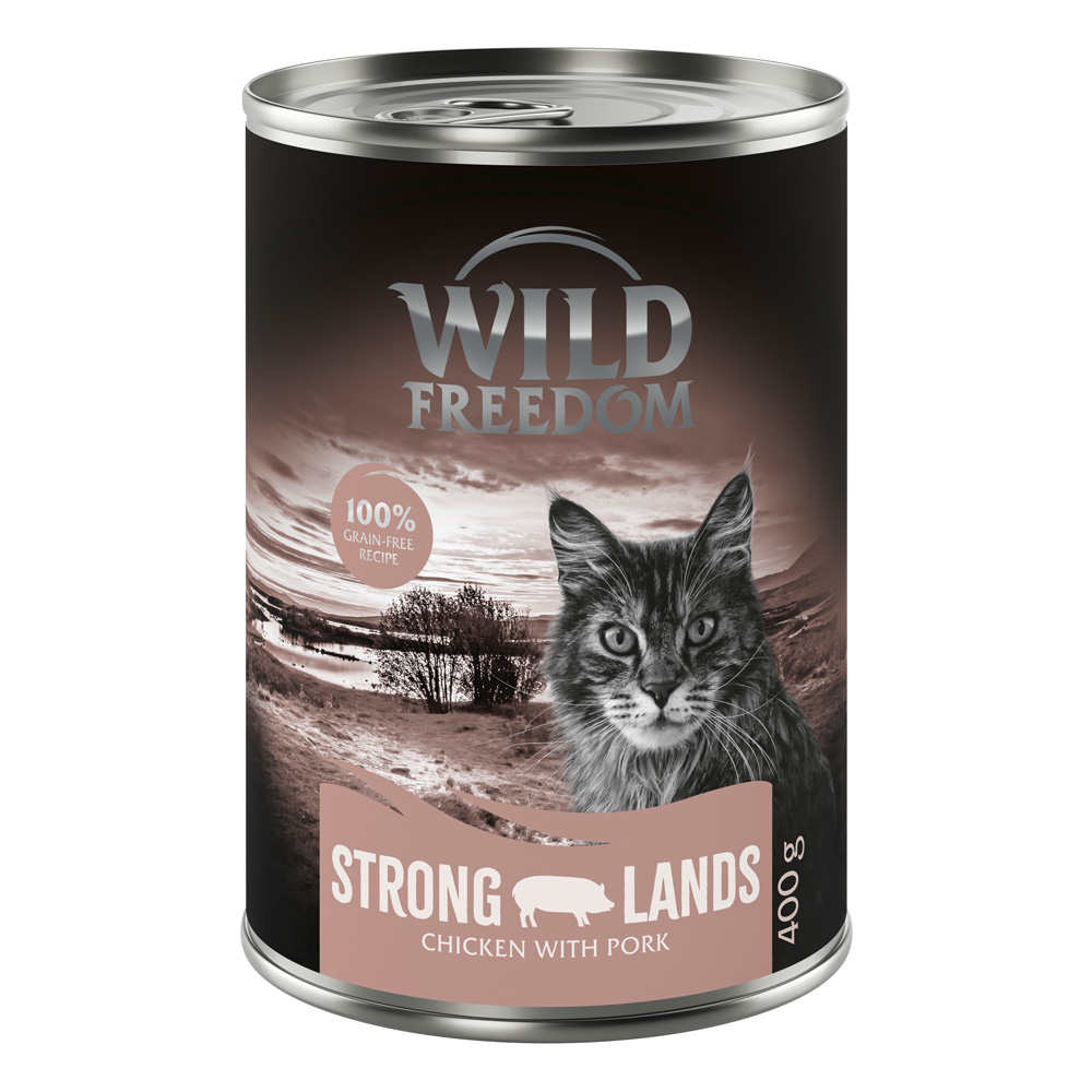 Wild Freedom Adult, 6 x 400 g - bezzbożowa receptura - Strong Lands - Kurczak i wieprzowina