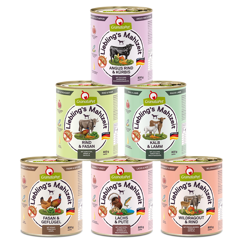 Pakiet mieszany GranataPet Liebling's Mahlzeit, 6 x 800 g - Pakiet mieszany II (6 smaków)