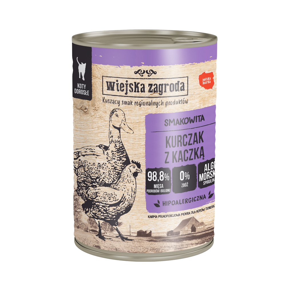 Korzystny pakiet Wiejska Zagroda Cat, 24 x 400 g - Kurczak z kaczką