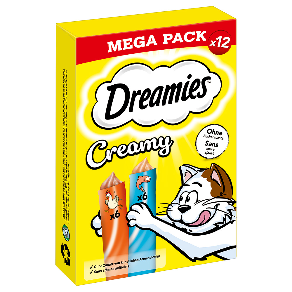 Dreamies Creamy Snacks  - Kurczak i łosoś (12 x 10 g)