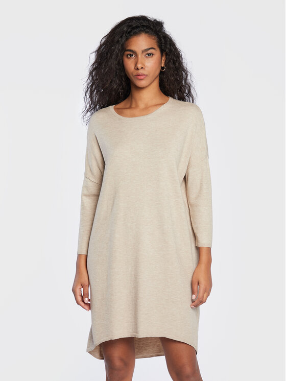 Moss Copenhagen Sukienka dzianinowa Rachelle 16172 Beżowy Regular Fit