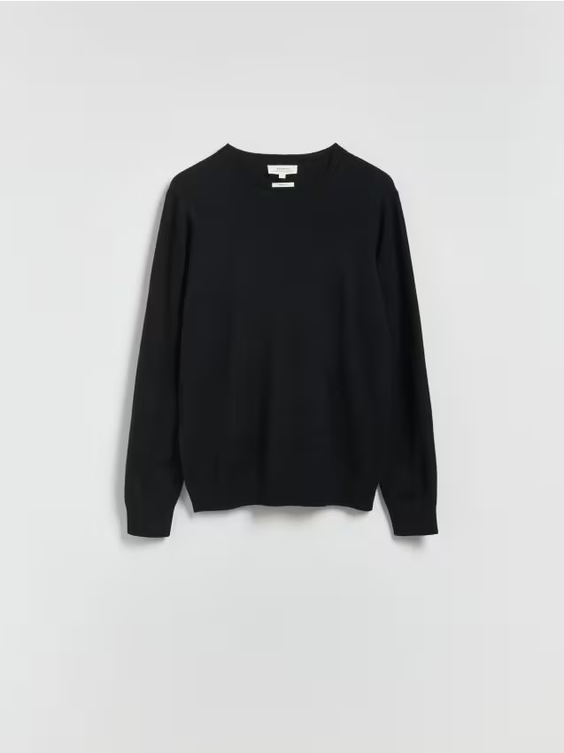 Reserved - Sweter z wełny merino - czarny