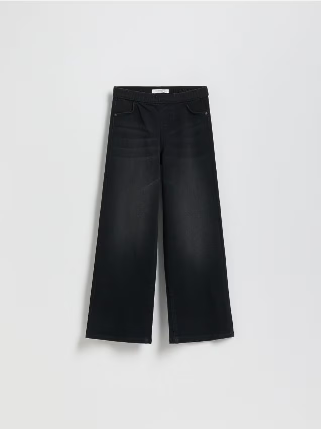 Reserved - Elastyczne jeansy wide leg - czarny