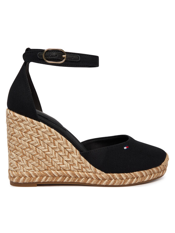 Tommy Hilfiger Espadryle Flag High Wedge Espad Closed Toe FW0FW09225 Czarny