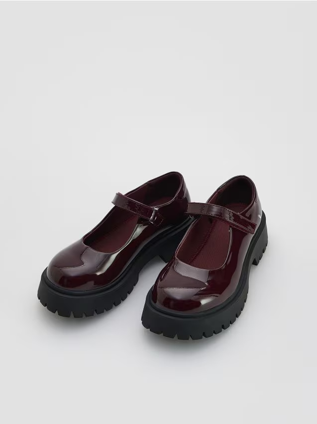 Reserved - Lakierowane loafersy - mahoniowy