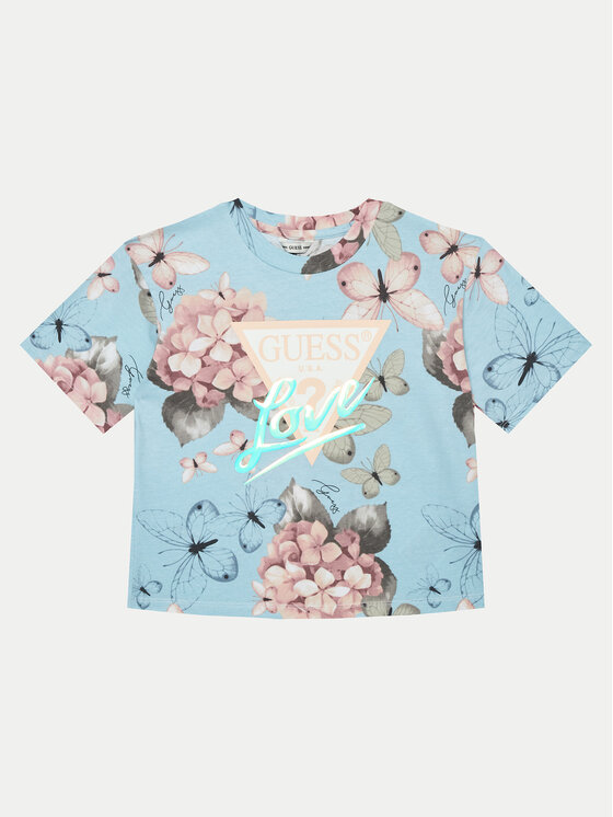 Guess T-Shirt J5RI05 K6YW4 Błękitny Boxy Fit
