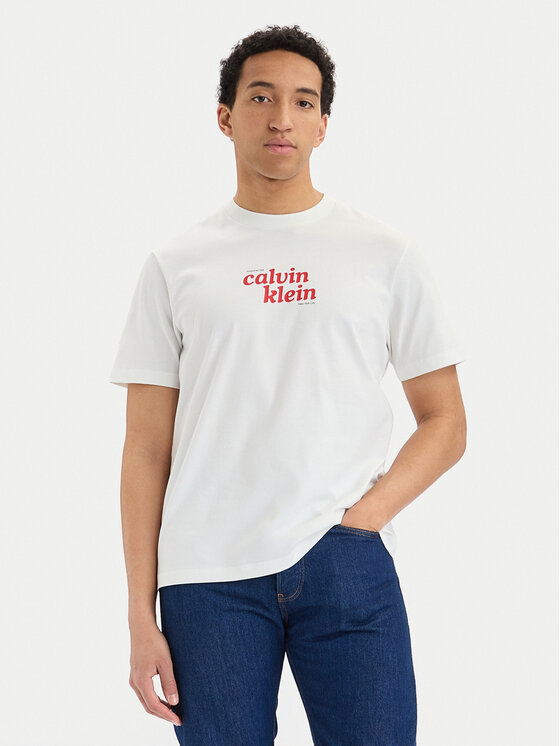 Calvin Klein Jeans T-Shirt SS 20S  LV04RG815G Biały Regular Fit