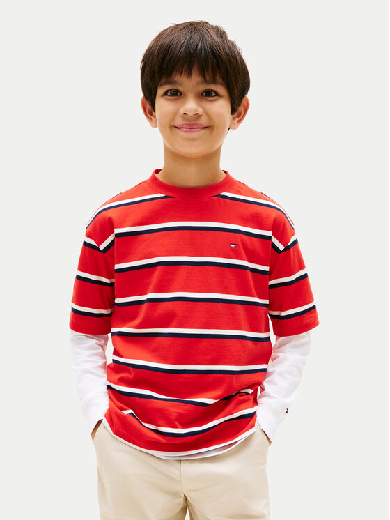 Tommy Hilfiger T-Shirt Essential Flag KB0KB09646 Czerwony Regular Fit