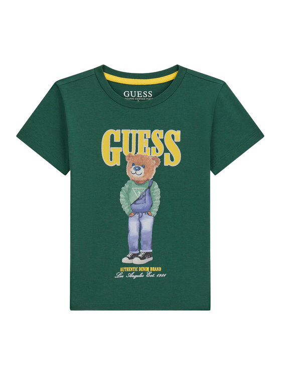 Guess T-Shirt N6RI05 K8HM4 Zielony Regular Fit