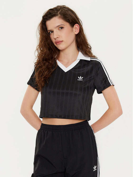 adidas T-Shirt adicolor Football Jacquard JD2606 Czarny Slim Fit
