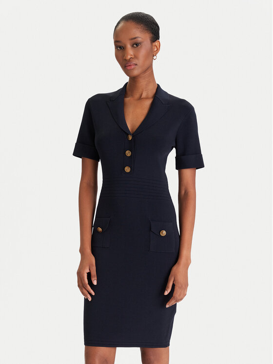 Guess Sukienka dzianinowa W5YK29 Z0130 Granatowy Slim Fit