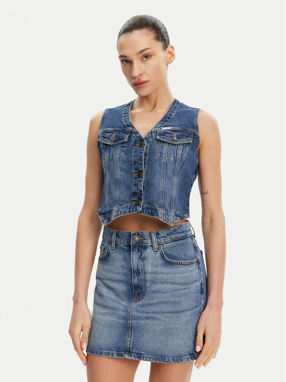 Guess Jeans Kamizelka W5GN74 D5M46 Granatowy Regular Fit