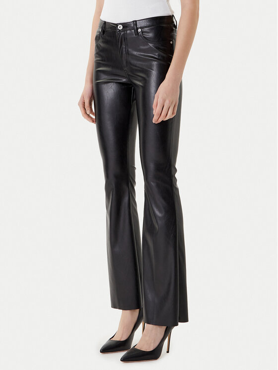 HUGO Spodnie z imitacji skóry Hableu-1 50542417 Czarny Slim Fit