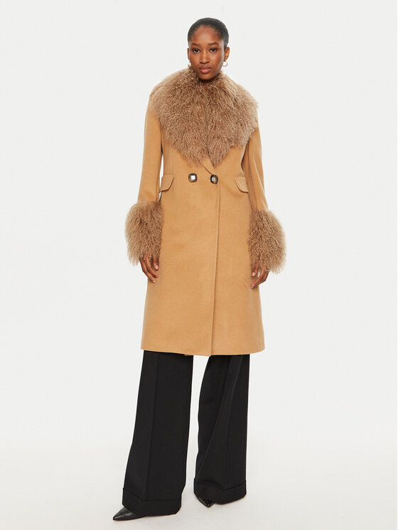 YES LONDON Płaszcz zimowy CD1202/MON/COL Brązowy Regular Fit
