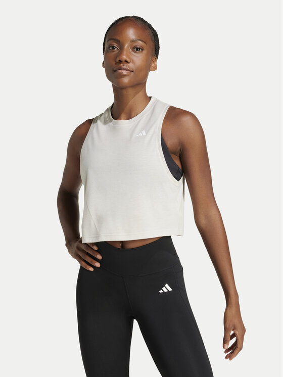 adidas Koszulka techniczna Train Essentials Boxy Workout JC9557 Beżowy Regular Fit