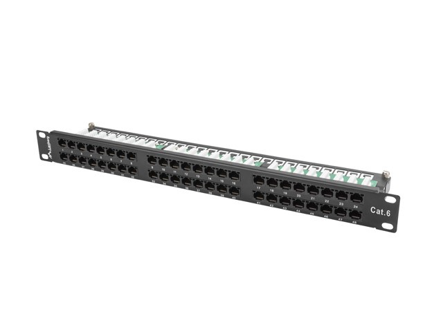 Patch panel 48 port 1U kat.6 czarny Lanberg