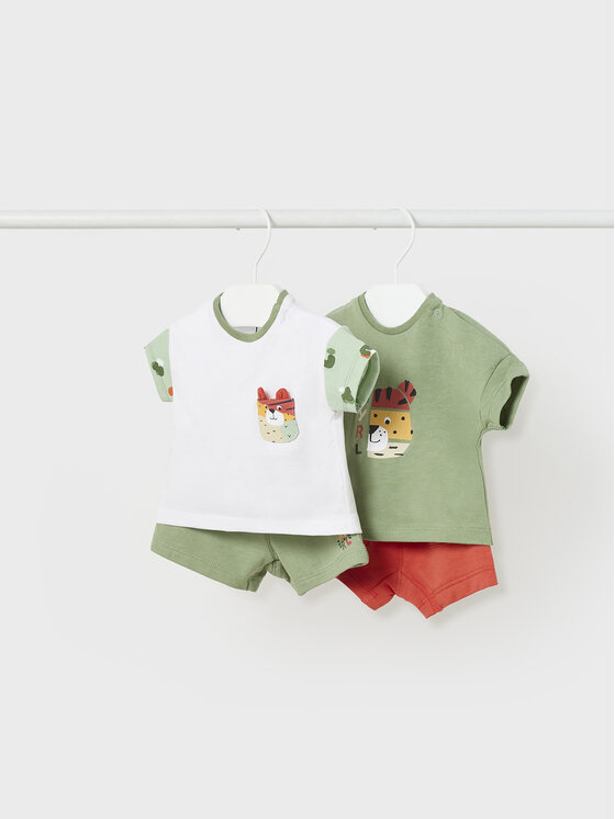 Mayoral Komplet 2 t-shirtów i spodenek 1629 Kolorowy Regular Fit